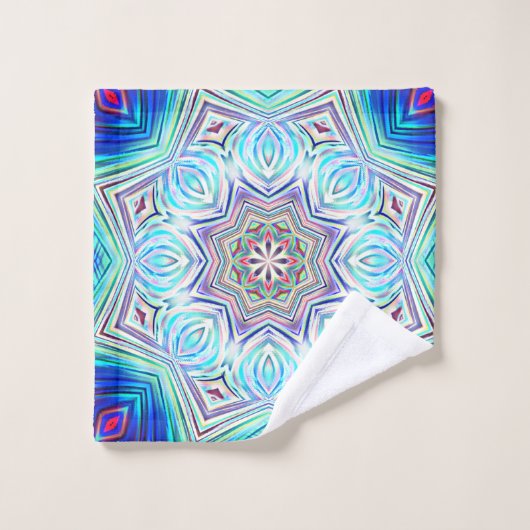 Aqua to Royal blue kaleidoscope 8 Punkte Stern Badhandtuch Set (Waschlappen)