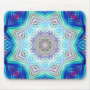 Aqua to Royal blue kaleidoscope 8 Punkte Stern Mousepad