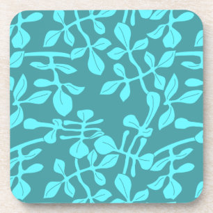 Aqua Tone on Tone Modernes Leaf Design Set 6 Getränkeuntersetzer