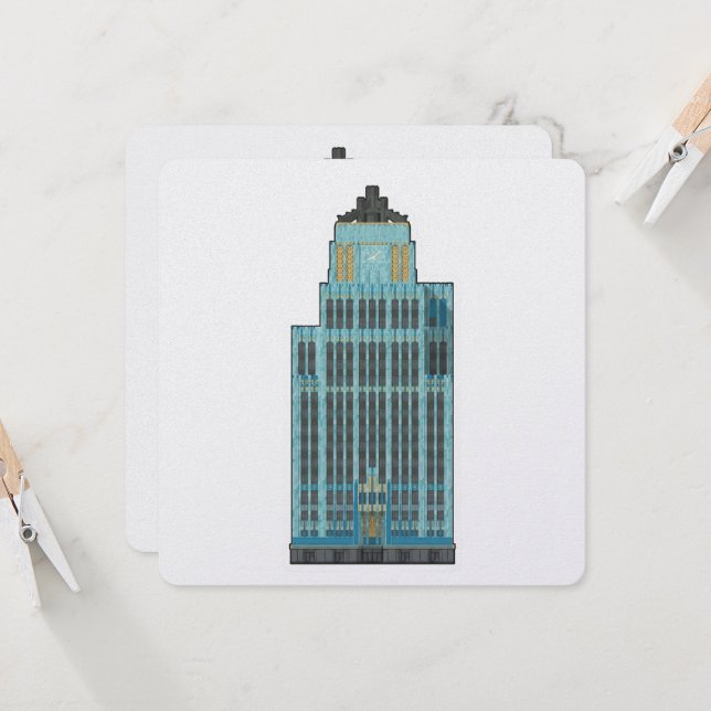 Aqua Tower: Art Deco Eleganz Sticker (Vorderseite/Rückseite Beispiel)