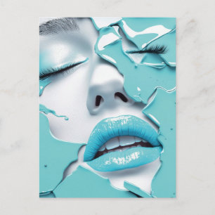 Aqua-Traum-Mädchen Abstractes Schönheitsporträt Postkarte