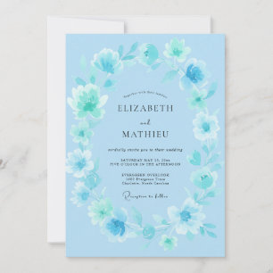 Aqua Traumhafte Blütenhochzeit Einladung