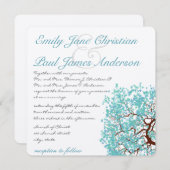 Aqua Tree Brown Trunk Wedding Invites Einladung (Vorne/Hinten)