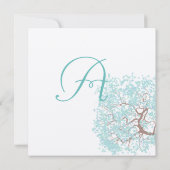 Aqua Tree Brown Trunk Wedding Invites Einladung (Rückseite)