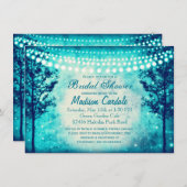 Aqua Tree String Lights Brautparty Invites Einladung (Vorne/Hinten)