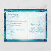 Aqua Trees String Lights Wedding RSVP POSTCARDS Einladungspostkarte (Rückseite)