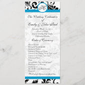 Aqua Trim Black Damask Wedding Program Programm (Vorderseite)