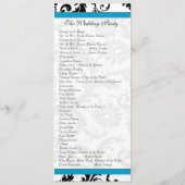 Aqua Trim Black Damask Wedding Program Programm (Rückseite)