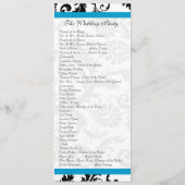 Aqua Trim Schwarzes Damast-Hochzeitsprogramm Programm (Rückseite)