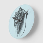 Aqua-Tritonshorn-Muschel Runde Wanduhr (Winkel)