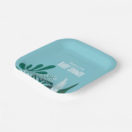 Aqua Tropical Baby Dusche Pappteller (Gewinkelt)