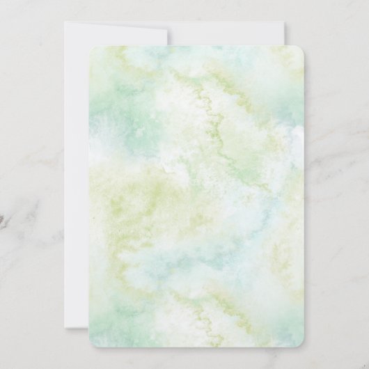 Aqua Tropical Blätter Wasserfarbenhochzeit Einladung (Rückseite)