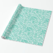 Aqua Tropical Floral Modern Damask Geschenkpapier (Ungerollt)