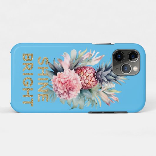 Aqua Tropical Gold Glitzer Shine Ananas Case-Mate iPhone Hülle (Rückseite (Horizontal))