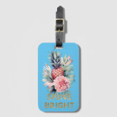 Aqua Tropical Gold Glitzer Shine Ananas Gepäckanhänger (Vorderseite Vertikal)