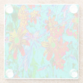 Aqua Tropical mit gelben und orangefarbenen Blume Glasuntersetzer (Rückseite)