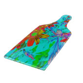 Aqua Tropical mit gelben und orangefarbenen Blume Schneidebrett (Ecke)