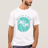 Aqua Tropical Palm Logo Beach Vibes T-Shirt (Vorderseite)