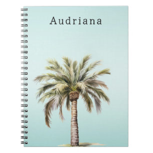 Aqua Tropical Palm Tree Personalisierter Name Notizblock