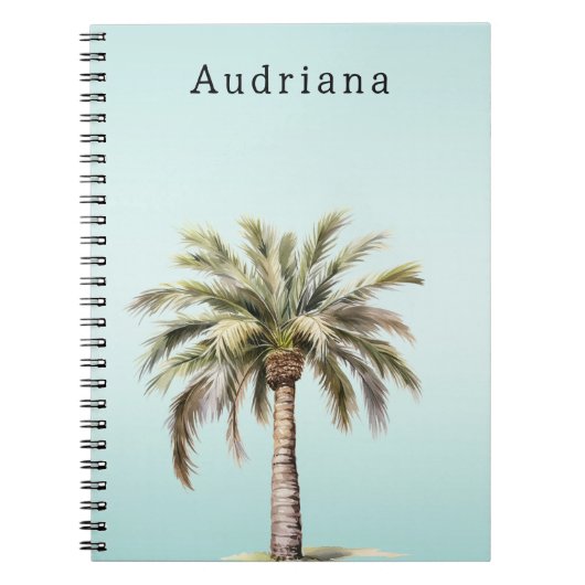 Aqua Tropical Palm Tree Personalisierter Name Notizblock (Vorderseite)