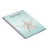 Aqua Tropical Palm Tree Personalisierter Name Notizblock (Rechte Seite)