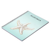 Aqua Tropical Palm Tree Personalisierter Name Notizblock (Linke Seite)