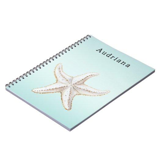 Aqua Tropical Palm Tree Personalisierter Name Notizblock (Linke Seite)