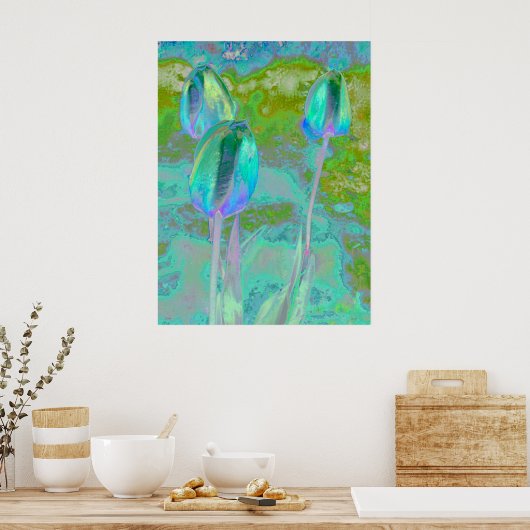 Aqua Tulip Digital Art Poster (Küche)