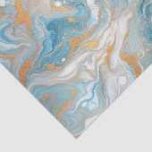 Aqua Türkis Aquamarin Blue White Gold Marmor Muste Seidenpapier (Ausschnitt)