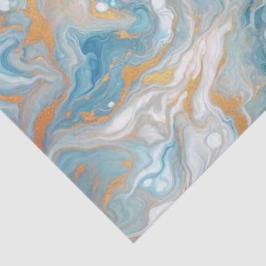 Aqua Türkis Aquamarin Blue White Gold Marmor Muste Seidenpapier (Ausschnitt)