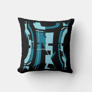 Aqua Türkis auf schwarzem, fetten tribal Art Desig Kissen