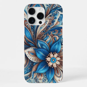 Aqua Türkis Azure Blau Beige Paisley Kunst Muster iPhone 16 Pro Max Hülle