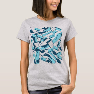 Aqua Türkis Blau Diagonale verstreute Teile T-Shirt