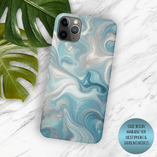 Aqua Türkis Blau Gold Marmor Kunst Muster Case-Mate iPhone Hülle