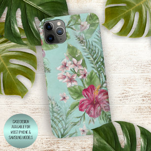 Aqua Türkis Blau Grün Rosa Florales Kunstmuster iPhone 16 Pro Max Hülle