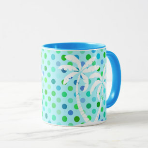 Aqua Türkis Blau Limettengrün Punkte Muster Tasse