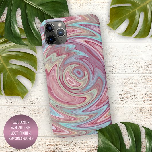 Aqua Türkis Blau Rosa Swirt Kunst, Dichtung und Mu iPhone Hülle