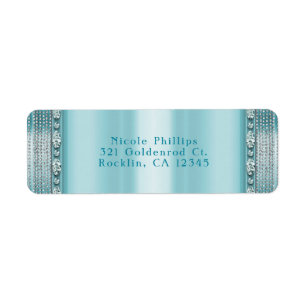 Aqua Türkis Blau & Silber Diamant Bling Einladung
