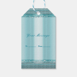 Aqua Türkis Blau & Silber Diamant Bling Party Favo Geschenkanhänger