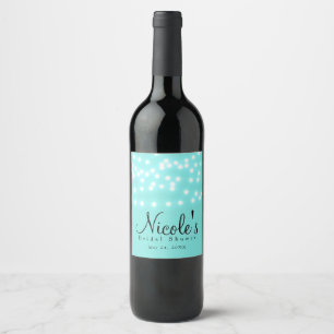 Aqua Türkis Blaue Stringlichter Elegante Wein Weinetikett