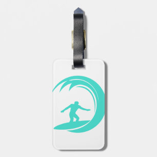 Aqua Türkis; Blaues grünes Surfen Gepäckanhänger