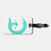 Aqua Türkis; Blaues grünes Surfen Gepäckanhänger (Rückseite horizontal)