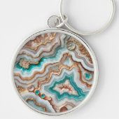 Aqua Türkis Blush Rosa Gold Marmor Schlüsselanhänger (Vorne)