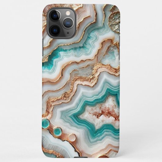 Aqua Türkis Blush Rosa Gold Marmormuster iPhone Hülle (Rückseite)