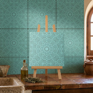Aqua Türkis Geometrisches Mandala Marokkanisches M Fliese