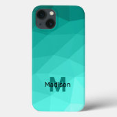 Aqua Türkis Gradient Geometric Mesh Monogram Case-Mate iPhone Hülle (Rückseite)
