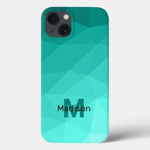 Aqua Türkis Gradient Geometric Mesh Monogram Case-Mate iPhone Hülle