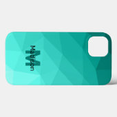 Aqua Türkis Gradient Geometric Mesh Monogram Case-Mate iPhone Hülle (Rückseite (Horizontal))