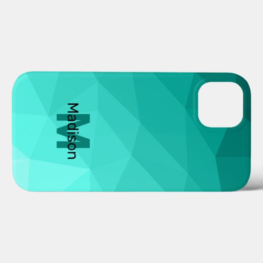 Aqua Türkis Gradient Geometric Mesh Monogram Case-Mate iPhone Hülle (Rückseite (Horizontal))