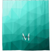 Aqua Türkis Gradient Geometric Mesh Monogram Duschvorhang (Vorderseite)